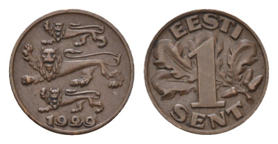 Эстония 1 сент 1929 год-тип KM 10 бронза 29-1133