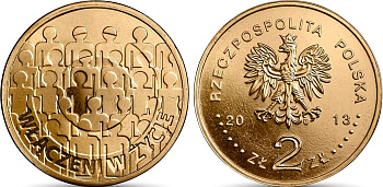 Польша 2 злотых 2013 MW, 50 лет ассоциации для умственно отсталых людей KM 876 нордик UNC 4676-1016
