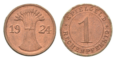 Германия игровой жетон в 1 рентенпфенниг 1924 диаметр 17 мм картон 4702-918