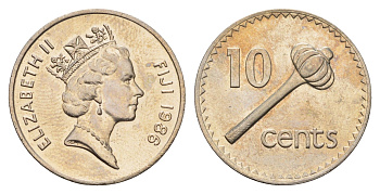 Фиджи 10 центов 1986 Елизавета II (1952-2022), булава KM 52 медно-никель UNC 4698-1137