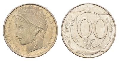 Италия 100 лир 1996 KM 159 медно-никель 4705-212