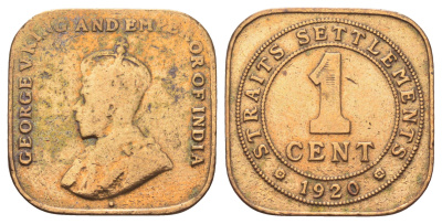 Стрейтс-Сетлментс (Стрейтс Сетлментс) 1 цент 1920 Георг V (1910-1936) KM 32 бронза 4697-1251