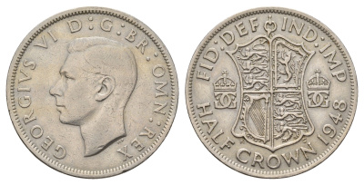 Великобритания 1/2 кроны 1948 Георг VI (1936-1952) KM 866, Spink 4101 медно-никель 3897-1225