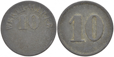 ГЕРМАНИЯ ЖЕТОН ПЛАТЕЖНЫЙ ND 10 WERTH MARKE, БЕЗ НАДЧЕКАНОК цинк 4532-1114