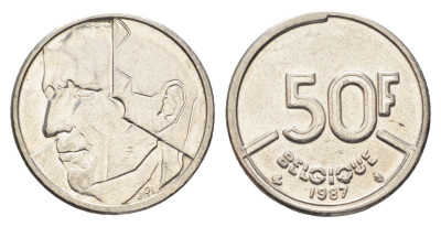 Бельгия 50 франков 1987 Belgique, Бодуэн I (1951-1993) KM 168 никель 4706-116