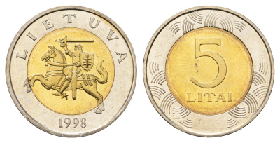Литва 5 лит 1998 KM 113 биметалл UNC 08-1246
