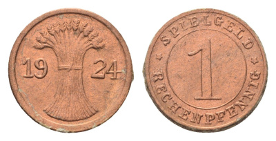 Германия игровой жетон в 1 рентенпфенниг 1924 диаметр 17 мм картон 4702-937