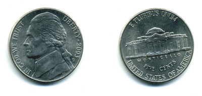 США 5 ЦЕНТОВ 2003 KM А192 медно-никель 46-2337