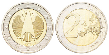 Германия 2 евро 2016 A KM 258 биметалл UNC 4695-851