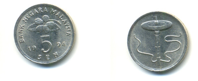МАЛАЙЗИЯ 5 СЕН 1994 KM 50 медно-никель 176-757