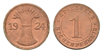 Германия игровой жетон в 1 рентенпфенниг 1924 диаметр 17 мм картон 4702-928