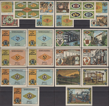 Песнек полный набор из 10 нотгельдов (20, 25, 50 и 75 пфеннигов) ND (1921) DeNG 1066.6 бумага UNC (пресс) 7556-8-4-2