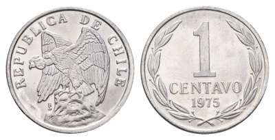 Чили 1 сентаво 1975 год-тип KM 203 алюминий UNC 4688-243