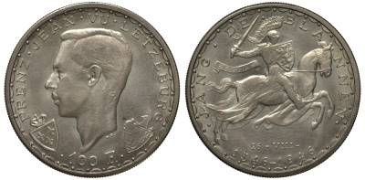 Люксембург 100 франков 1946 пробная / проба KM E57 серебро UNC 00-814-19