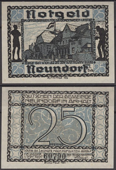 Нойндорф 25 пфеннигов 1921 DeNG 2 955.1a-1/3 бумага UNC (пресс) 8592-14-3-1