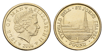 Остров Мэн 1 фунт 2006 KM 1259 никель латунь UNC 3459-1225