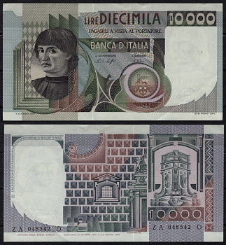 Италия 10000 лир 1976 Pick 106 a бумага aUNC 2195-22-3-1