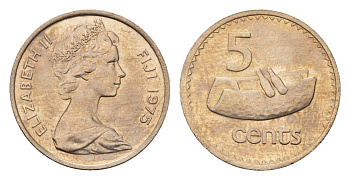 Фиджи 5 центов 1975 KM 29 медно-никель UNC 4687-1148