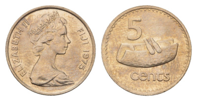 Фиджи 5 центов 1975 KM 29 медно-никель UNC 4687-1148