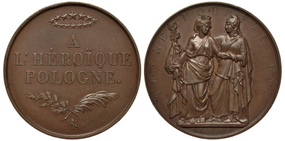 Польша медаль 1831 герои Польши, 51,25 мм, 60,35 гр H.-Cz. 3831 бронза UNC 11-077-11