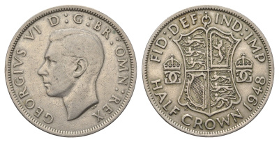 Великобритания 1/2 кроны 1948 Георг VI (1936-1952) KM 866, Spink 4101 медно-никель 4692-425