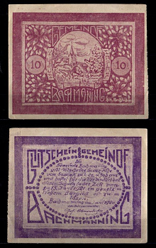 Австрия, Бахманинг 10 геллеров 1920 Jaksc/Pick JPR0072Ib-10 бумага 2193-7-2-1