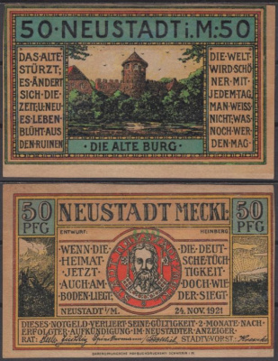 Нойштадт 50 пфеннигов 1921 DeNG 2 962.1-1/3 бумага UNC (пресс) 8592-17-1-1