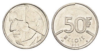 Бельгия 50 франков 1992 Belgie, Бодуэн I (1951-1993) KM 169 никель 4706-135