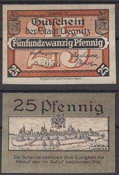 Легница 25 пфеннигов 1920 DeNG 2 L42.9b бумага UNC (пресс) 8607-77-1-1