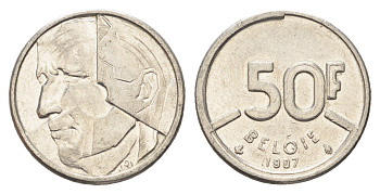 Бельгия 50 франков 1987 Belgie, Бодуэн I (1951-1993) KM 169 никель 4706-133