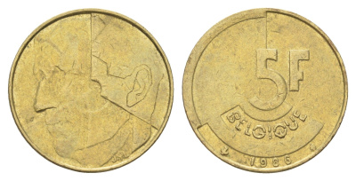 Бельгия 5 франков 1986 Belgique, Бодуэн I (1951-1993) KM 163 медь алюминий никель 4706-157