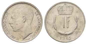 Люксембург 1 франк 1965 Великий герцог Жан (1964-2000) KM 55 медно-никель 4702-656