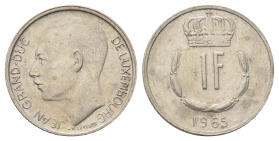 Люксембург 1 франк 1965 Великий герцог Жан (1964-2000) KM 55 медно-никель 4702-656