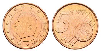 Бельгия 5 евроцентов 1999 Альберт II (1993-2013) KM 226 сталь плакированная медью UNC 4685-211