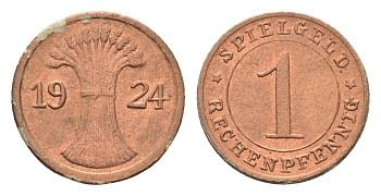 Германия игровой жетон в 1 рентенпфенниг 1924 диаметр 17 мм картон 4702-939