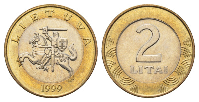 Литва 2 лита 1999 KM 112 биметалл UNC 4364-1943