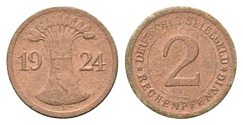 Германия игровой жетон в 2 рентенпфеннига 1924 диаметр 20 мм, вес 0,4 гр картон 4702-957
