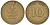 ФРГ 10 пфеннигов 1950 D KM 108, J. 383 сталь плакированная латунью 4132-525