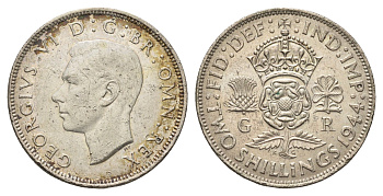 Великобритания 2 шиллинга (флорин) 1944 Георг VI (1936-1952) KM 855, Spink 4081 серебро 4699-542
