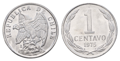 Чили 1 сентаво 1975 год-тип KM 203 алюминий UNC 4688-242