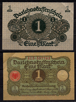 Германия 1 марка 1920 Pick 58 бумага 7198-27-2-2