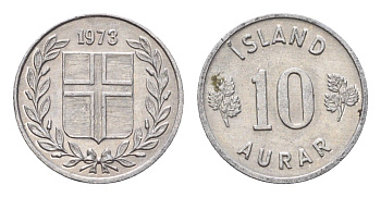 Исландия 10 эйре 1973 KM 10a алюминий UNC 4696-321