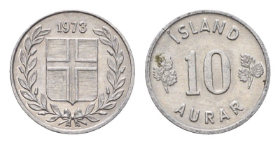 Исландия 10 эйре 1973 KM 10a алюминий UNC 4696-321