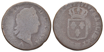 Франция 1 соль 1771 W, Людовик XV (1715-1774) KM 545 медь 4707-656