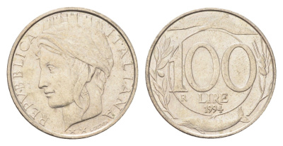 Италия 100 лир 1994 KM 159 медно-никель 4705-211