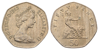 Великобритания 50 пенсов 1983 Елизавета II (1952-2022) KM 932, Spink H3 медно-никель 4692-331