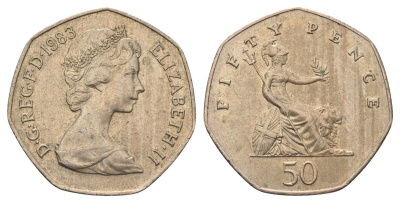 Великобритания 50 пенсов 1983 Елизавета II (1952-2022) KM 932, Spink H3 медно-никель 4692-331