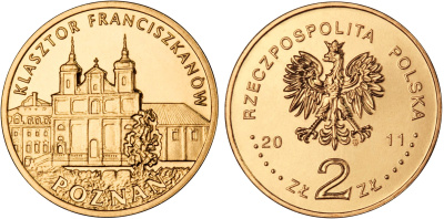 Польша 2 злотых 2011 MW, серия польские города, Познань (Poznan) KM 794 нордик UNC 4676-841
