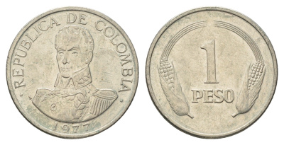 Колумбия 1 песо 1977 Симон Боливар KM 258.2 медно-никель UNC 4698-125