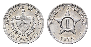 Куба 1 сентаво 1972 KM 33.1 алюминий UNC 4689-1246